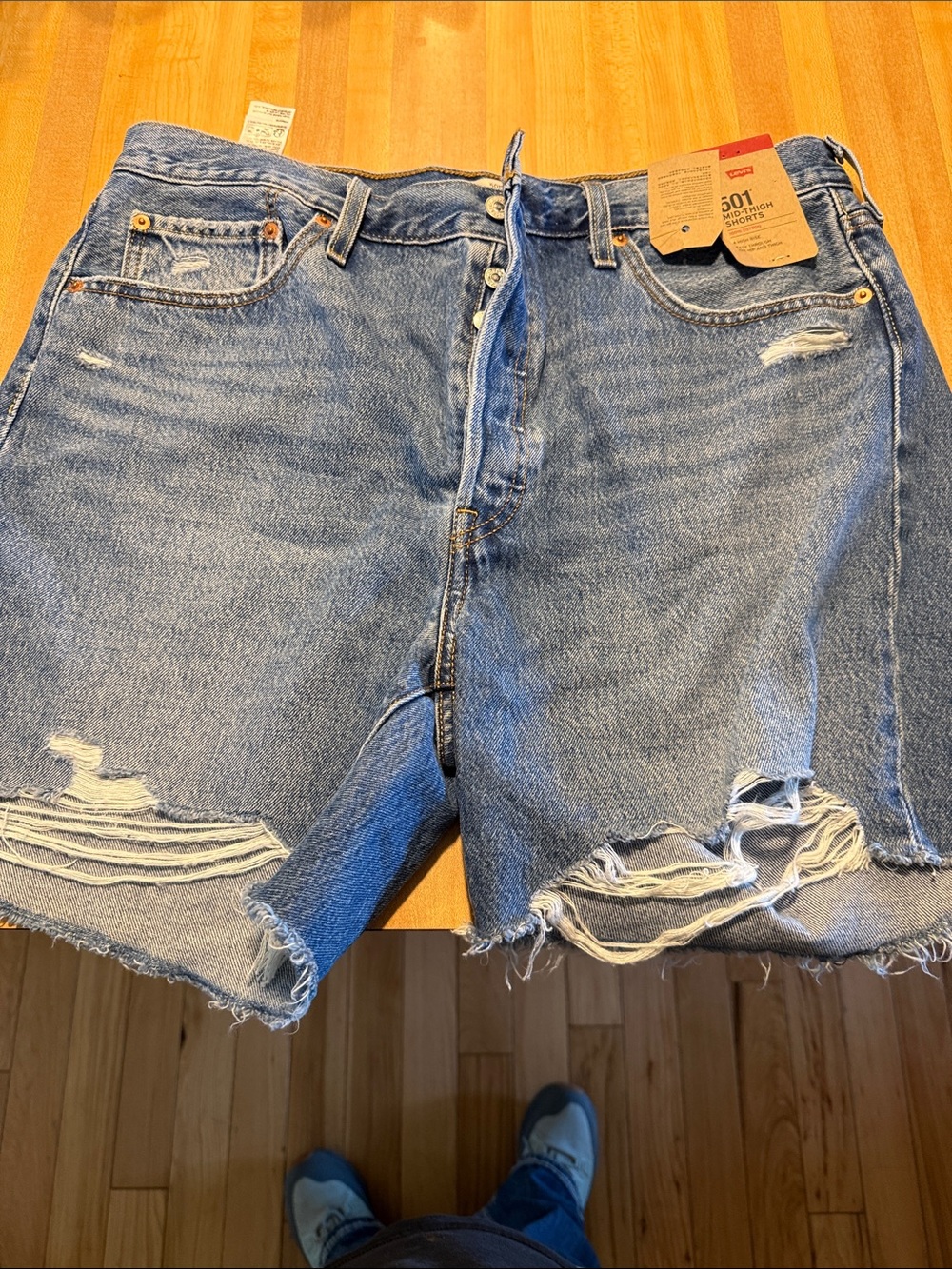 Levi's Distressed Cutoff Denim Shorts - Blue